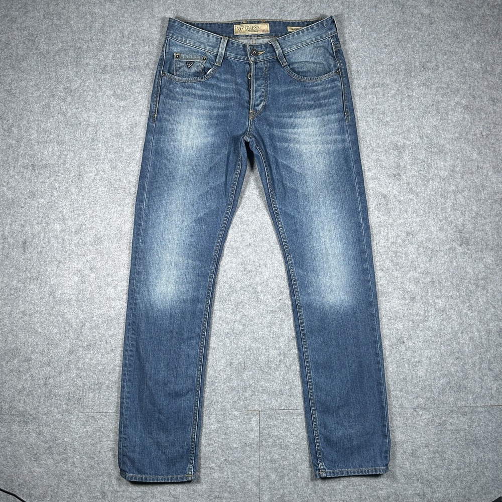 Guess‎ Denim Jeans Men's Size 30x30 Vermont Slim Tappered Faded Light Washed